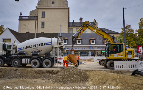 17.10.2025 - TRAM-Gleisbau in der Fürstenrieder Straße in Laim