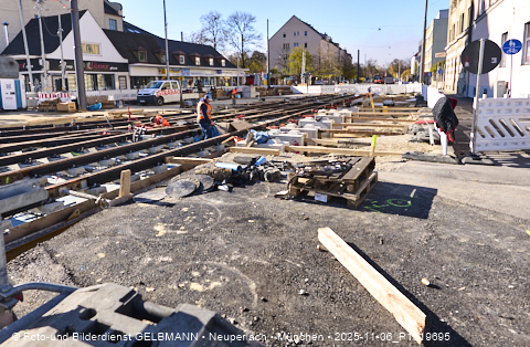 17.10.2025 - TRAM-Gleisbau in der Fürstenrieder Straße in Laim