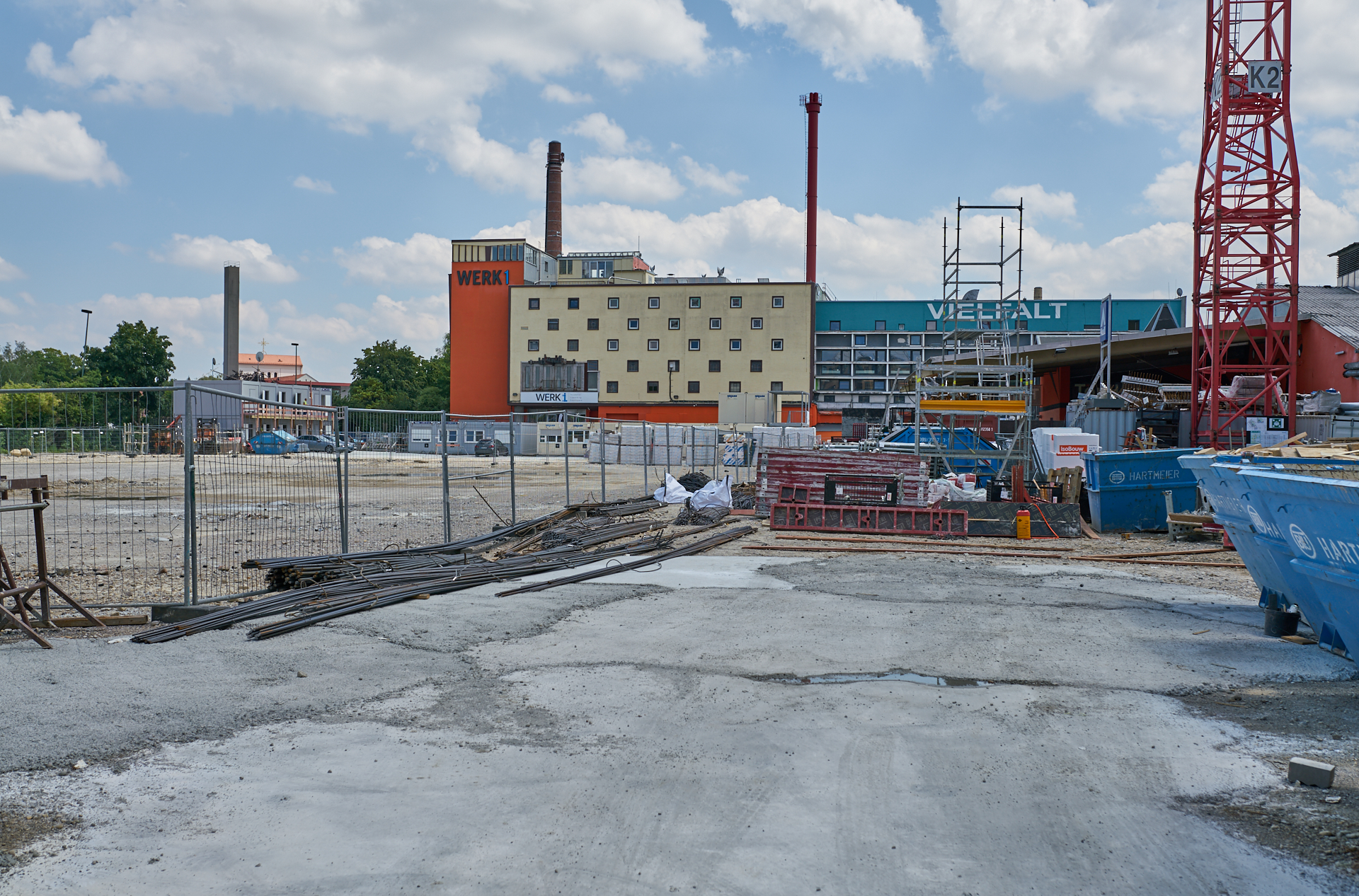 12.07.2018 - Das WERKSVIERTEL mit dem ATLAS-Gebäude im Aufbau